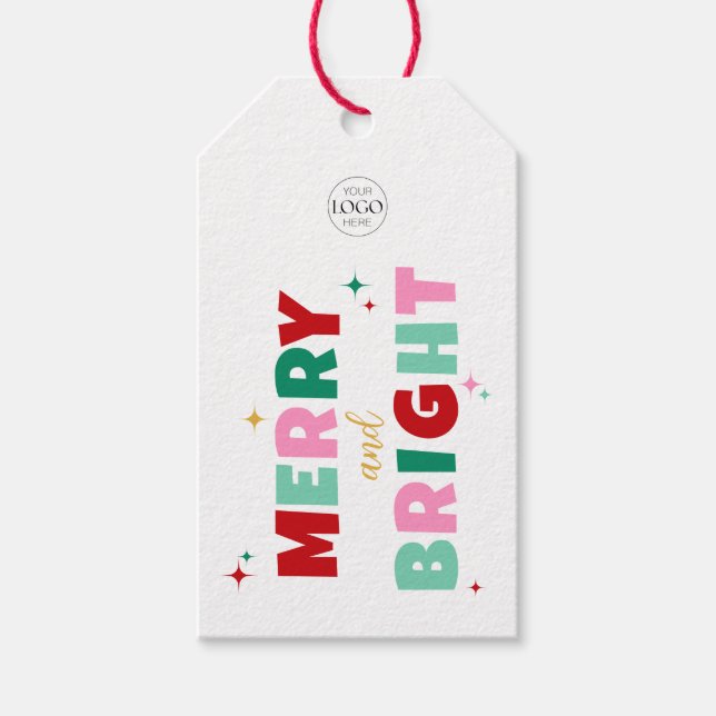 Étiquettes-cadeau Logo d'entreprise Typographie colorée Merry & Brig (Devant)