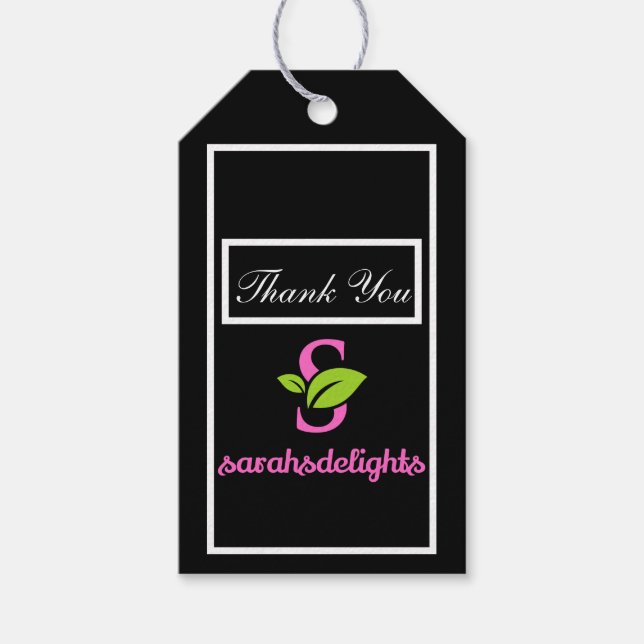 Étiquettes-cadeau Logo Merci noir (Devant)