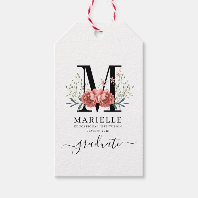 Étiquettes-cadeau Logo Monogramme Floral (Devant)