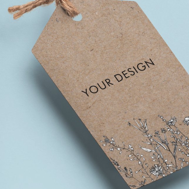 Étiquettes-cadeau Logo Personnalisé fleur sauvage Balises Kraft Hang (Créateur téléchargé)