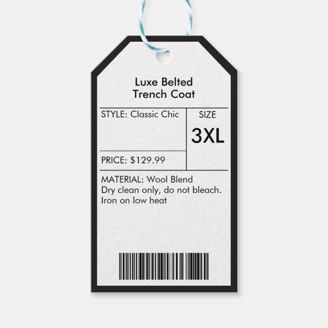 Étiquettes-cadeau Logo Personnalisé Moderne Code à barres Prix magas (Devant)