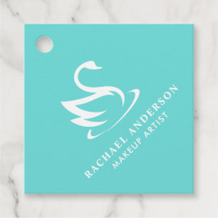 Étiquettes Cadeau Logo Robin Oeuf Bleu Cygne avec nom