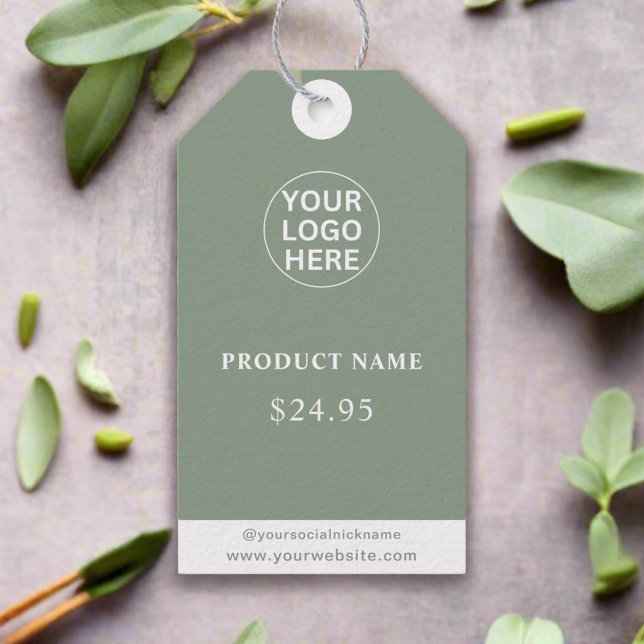 Étiquettes-cadeau Logo Sage Green l Prix du Merci professionnel (Créateur téléchargé)