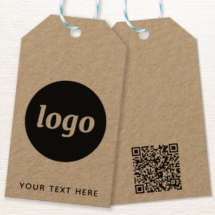 Étiquettes-cadeau Logo simple avec texte et codes QR Balises commerc