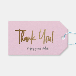 Étiquettes-cadeau Logo Simple Pink Gold Company Merci social