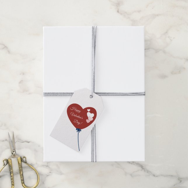 Étiquettes-cadeau Logo Social Heureuse Sainte-Valentin Bleu Blanc Ro (Avec de la ficelle)