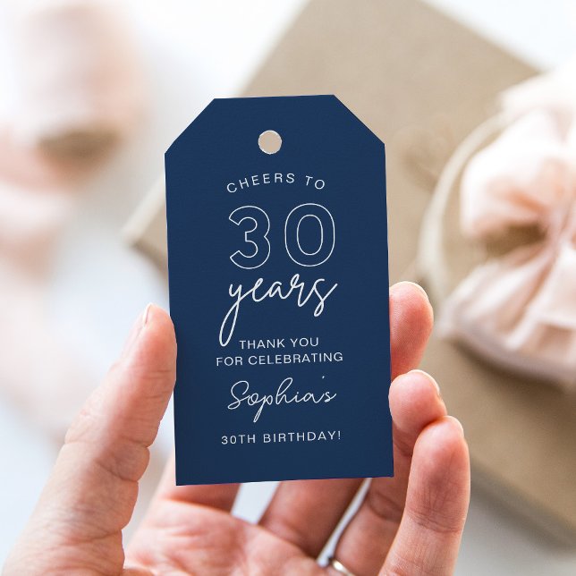 Étiquettes-cadeau LOLA 30e anniversaire Marine Blue Favor (Créateur téléchargé)