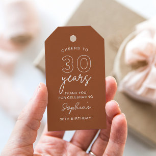 Étiquettes-cadeau LOLA 30e anniversaire Terracotta Favor