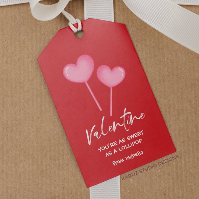 Étiquettes-cadeau Lollipop Hearts Valentine (Personalize these gift tags with your girl's name and make a thoughtful gift this Valentine's Day.)