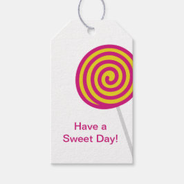 Étiquettes-cadeau Lollipop ont un.Sweet Day rose et jaune