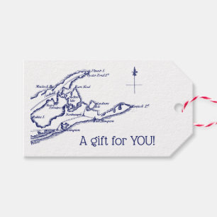 Étiquettes-cadeau Long Island The Hamptons Map VC