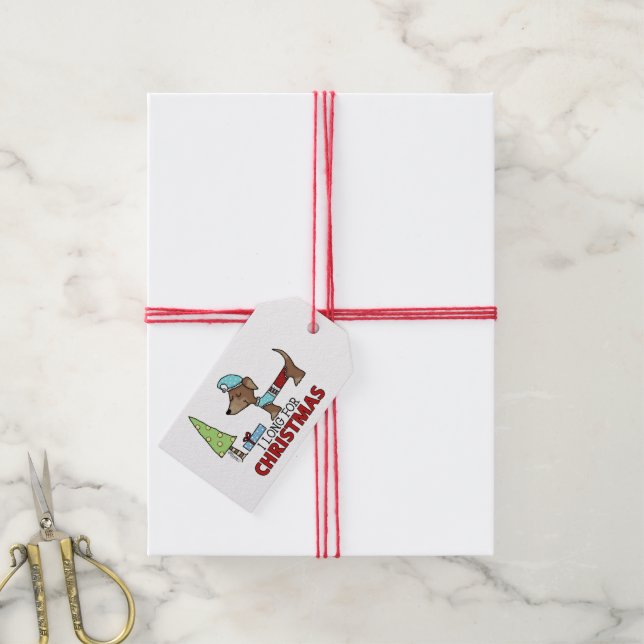 Étiquettes-cadeau Longue pour Noël-Dachshund (With Twine)