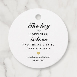 Étiquettes Cadeau L'ouverture à la joie est l'amour ouvre-bouteille