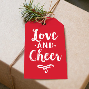 Étiquettes-cadeau Love and Cheer Red Brossé Script Holiday