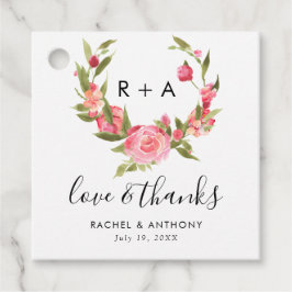 Étiquettes Cadeau Love and Thanks Blush Rose Mariage Script