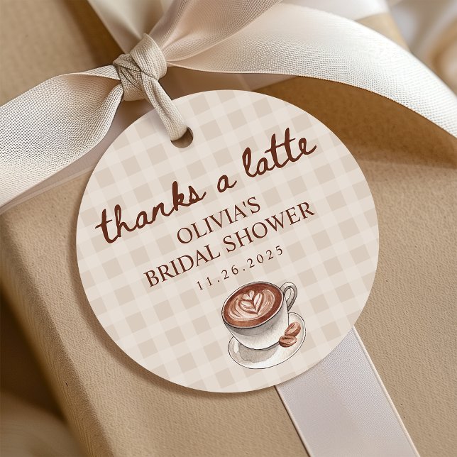 Étiquettes Cadeau Love is Brewing Gingham Coffee Bridal Shower Gift (Créateur téléchargé)