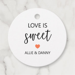 Étiquettes Cadeau Love is Sweet Gift Tags, Coral Mariage
