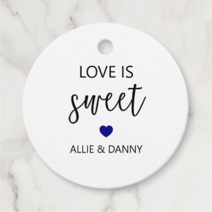 Étiquettes Cadeau Love is Sweet Gift Tags, Mariage bleu marine