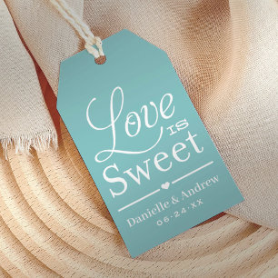 Étiquettes-cadeau Love is Sweet Mariage Favori de mariage à l'écritu
