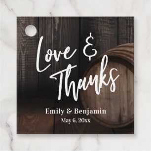 Étiquettes Cadeau Love & Merci Typographie Décontractée avec tonneau