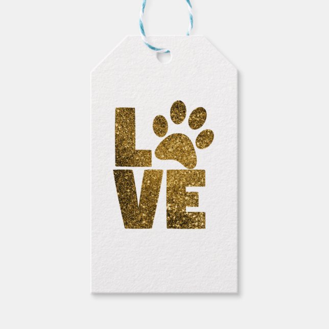 Étiquettes-cadeau Love paw-print (Devant)
