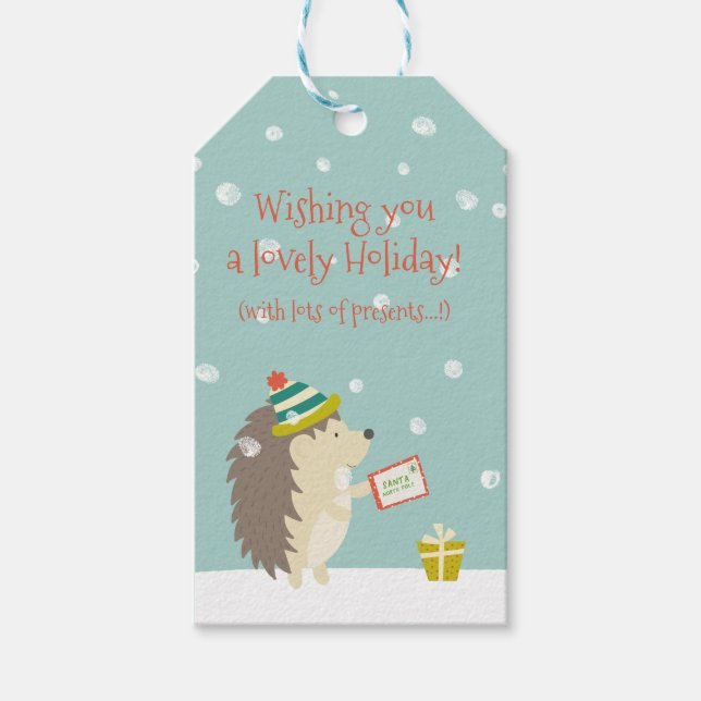 Étiquettes-cadeau Lovely Holiday - Hedgehog Fun Christmas (Devant)
