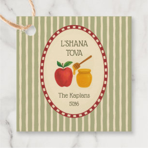 Étiquettes Cadeau L'Shana Tova Rosh Hashanah Jour de l'An juif rayé