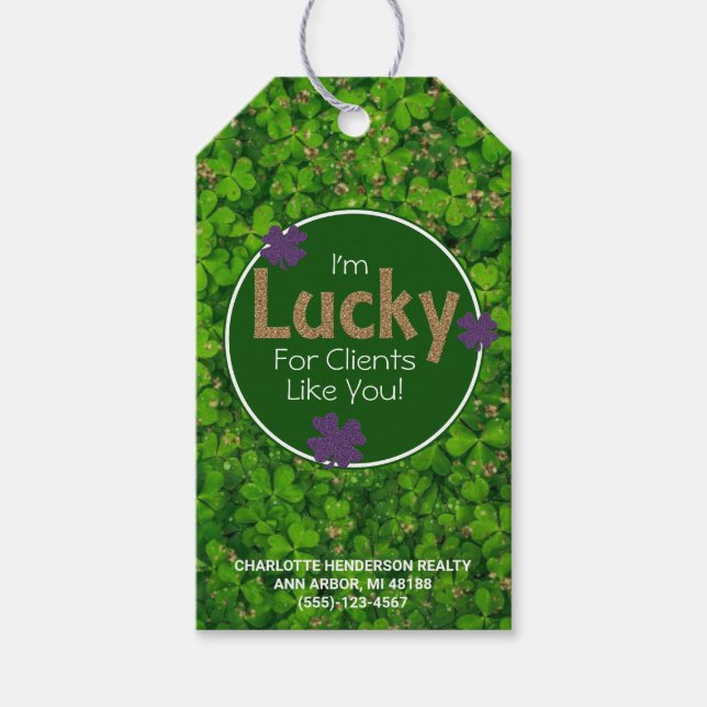 Étiquettes-cadeau Lucky Clover St. Patrick's Day Client Pop By (Devant)