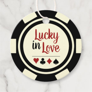 Étiquettes Cadeau Lucky In Love Black White Vegas Mariage