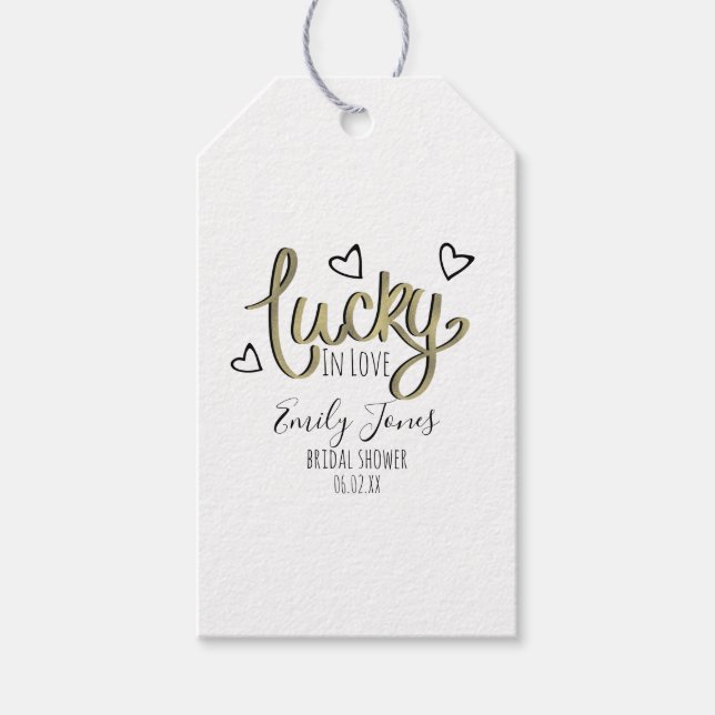 Étiquettes-cadeau Lucky in Love Hearts Baby Shower (Devant)