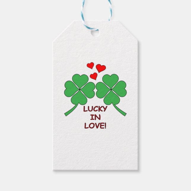 Étiquettes-cadeau Lucky In Love Hearts Clover (Devant)