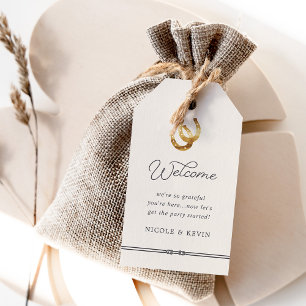 Étiquettes-cadeau Lucky in Love Rustic Horseshoe Mariage Bienvenue