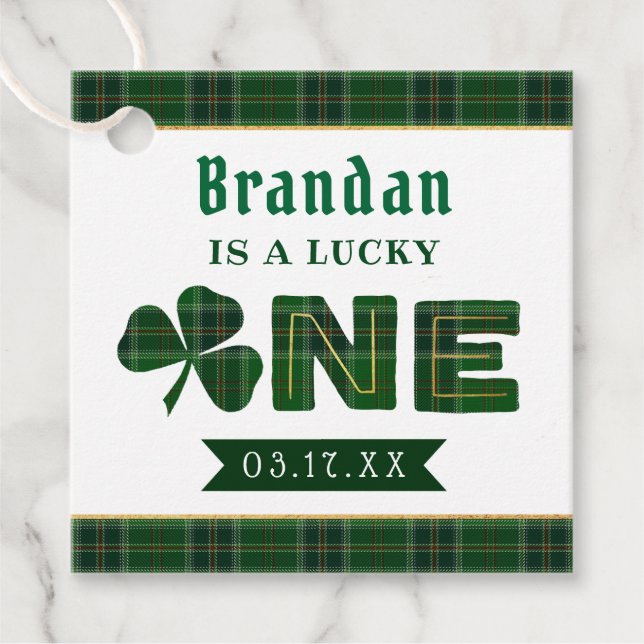 Étiquettes Cadeau Lucky Little Shamrock 1er anniversaire (Devant)