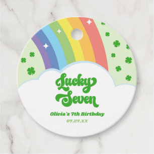 Étiquettes Cadeau Lucky Seven Rainbow Cloches 7e fête d'anniversaire