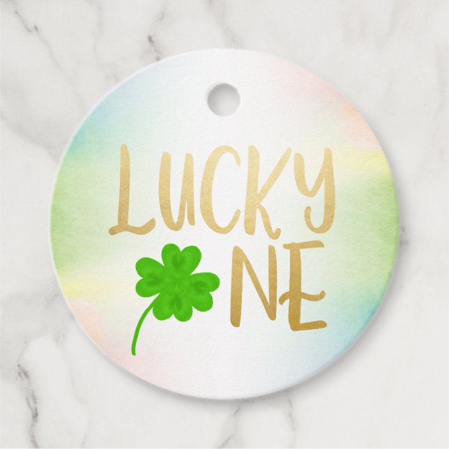 Étiquettes Cadeau Lucky un shamrock de la St. Patricks Day (Devant)