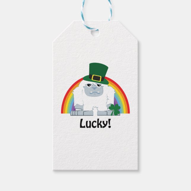 Étiquettes-cadeau Lucky Yeti Leprechaun (Devant)