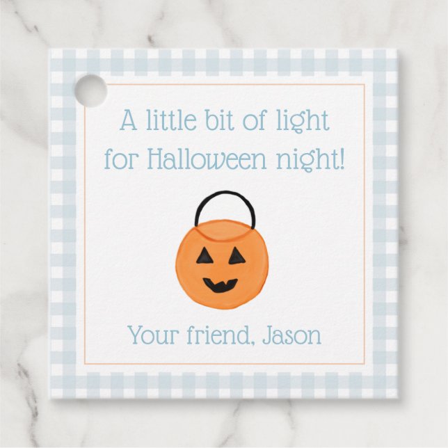 Étiquettes Cadeau Lumière pour la nuit d'Halloween Tricoter ou trait (Devant)