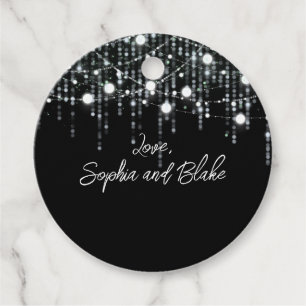 Étiquettes Cadeau Lumières à bascule noir et blanc Mariage personnal