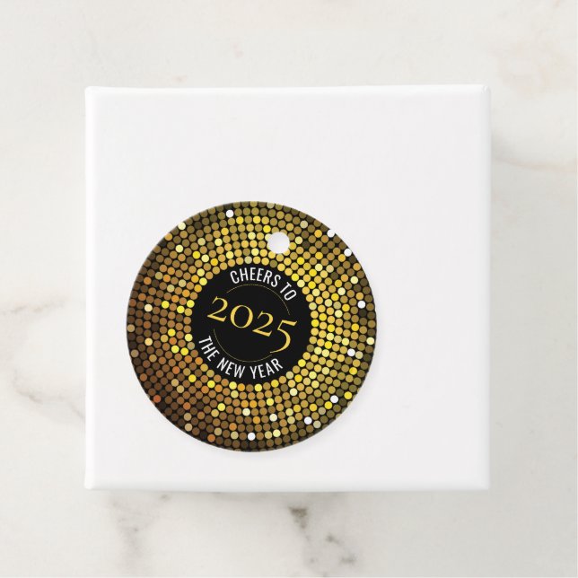 Étiquettes Cadeau Lumières de cercle scintillant Nouvel An (En situation)