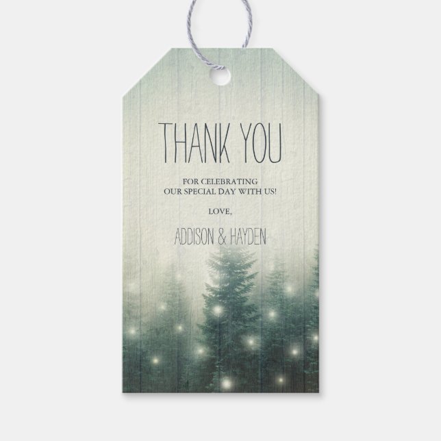 Étiquettes-cadeau Lumières de la forêt | Merci rustique (Devant)