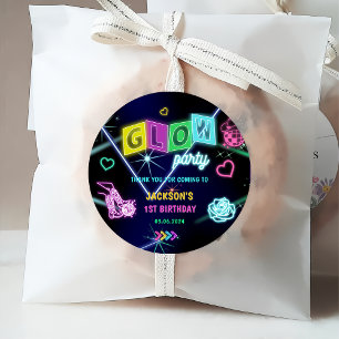 Étiquettes Cadeau Lumières de Neon lumineux Merci fête d'anniversair
