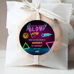 Étiquettes Cadeau Lumières de Neon lumineux Merci fête d'anniversair