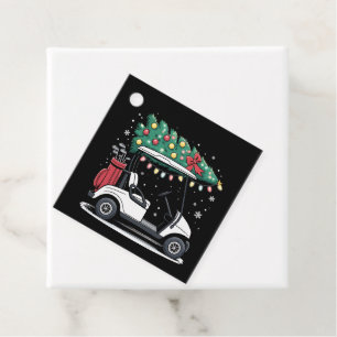 Étiquettes Cadeau Lumières de sapin de Noël de chariot de golf Xmas 