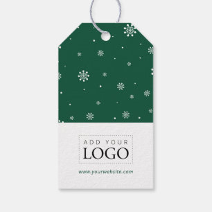 Étiquettes-cadeau Lumières & Neige Vert Joyeux Noël Logo d'entrepris