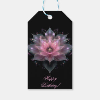 Étiquettes-cadeau Lumineuse Fleur Lotus - Rose clair Joyeux annivers