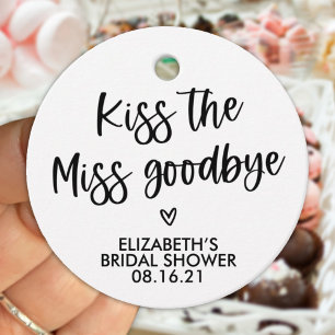 Étiquettes Cadeau Lunch Moderne Kiss the Miss Goodbye Baby Shower