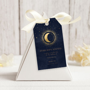 Étiquettes-cadeau Lune d'or céleste Enregistrer la photo de la date