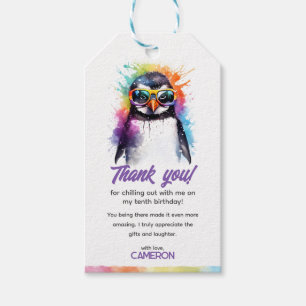 Étiquettes-cadeau Lunettes de soleil Pingouin de fête, anniversaire