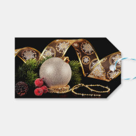 Étiquettes-cadeau Luxe Gold Silver Noir Joyeux Noël