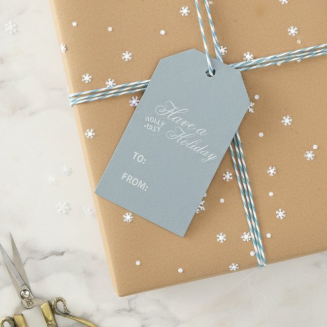 Étiquettes-cadeau Luxe moderne Font Blue Holiday (Send holiday greetings with a modern flair! )